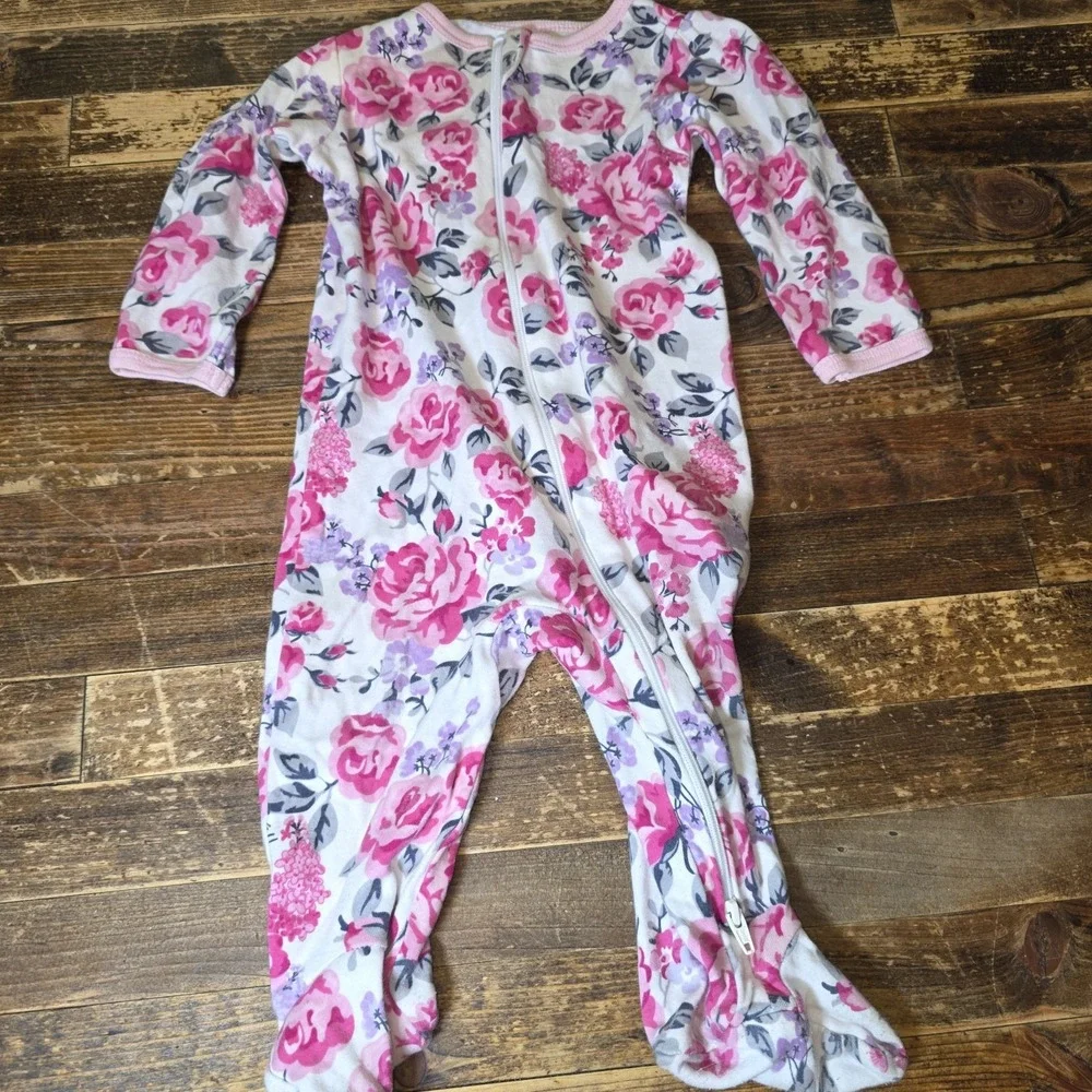 7 Baby Girl 3-6 months Footed Zip Up One Piece Sleeper Pajama Lot  Bundle Infant